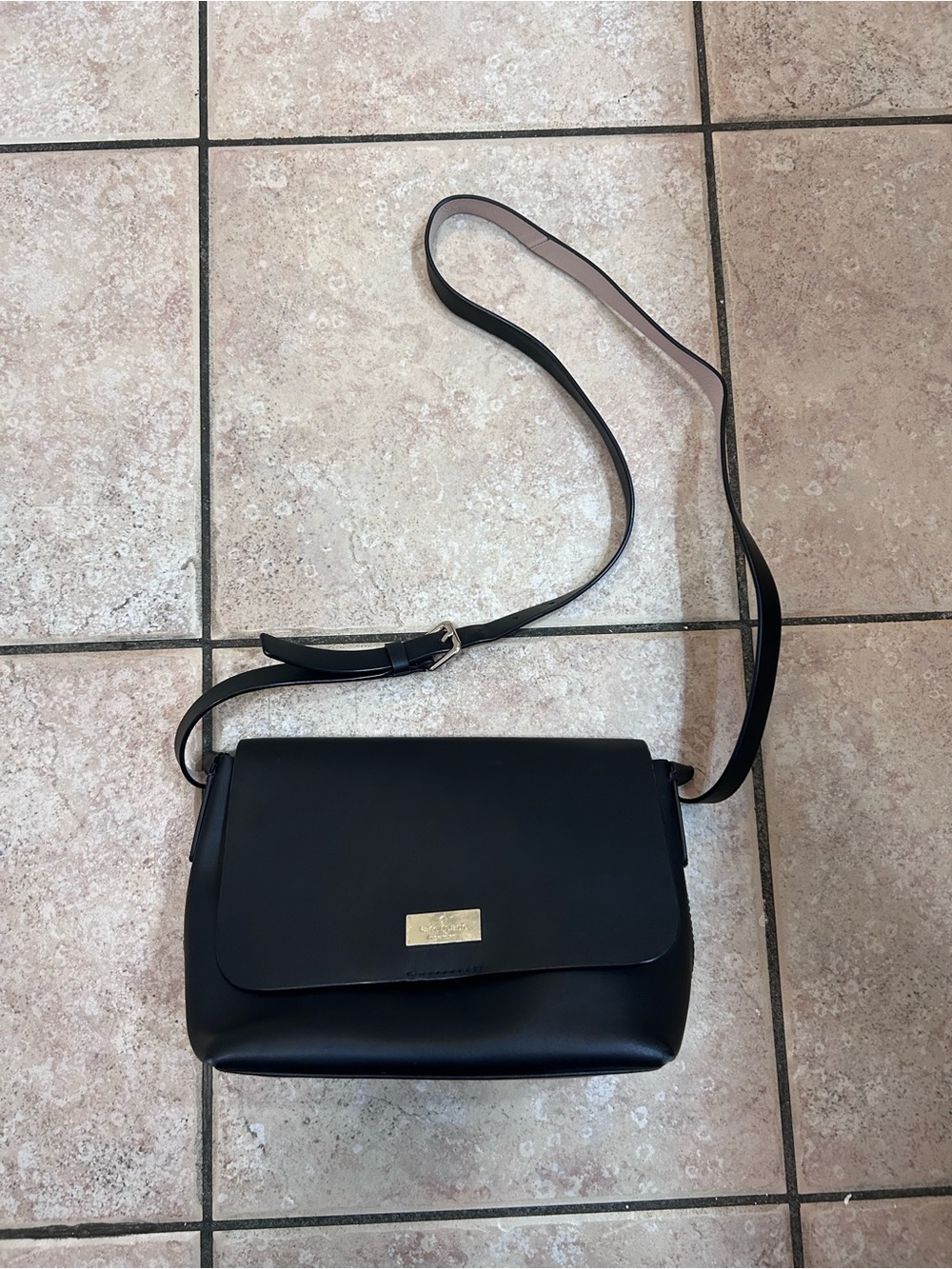 kate spade Black Leather Crossbody Bag with Gold Hardware
